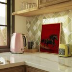 Galloping Black Horse on Deep Red Print