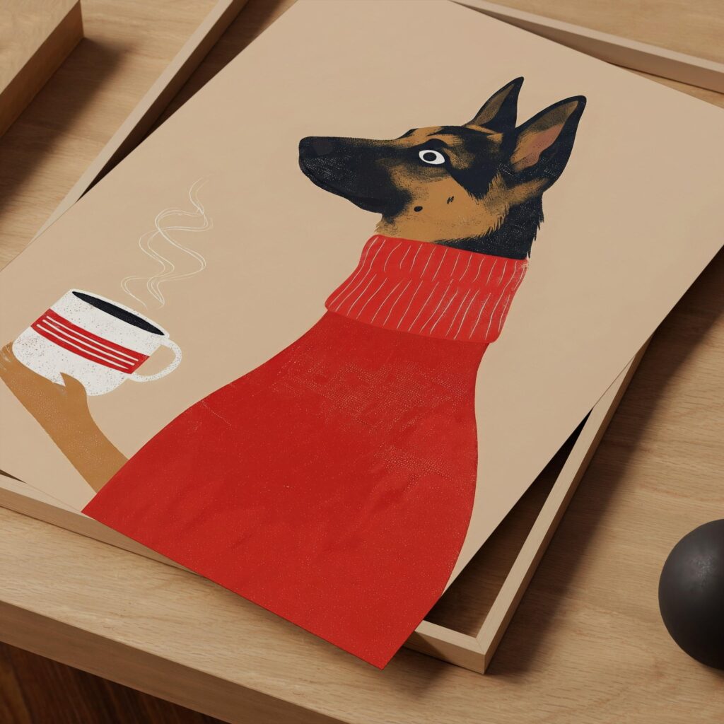 German Shepherd Coffee Art Print