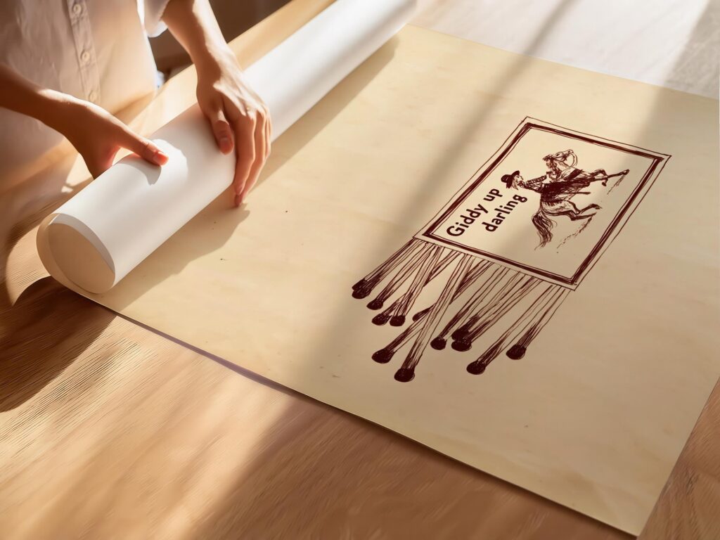 Giddy Up Darling Cowgirl Matchbox Print