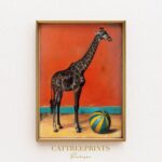 Giraffe with Ball Art Print