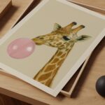 Giraffe with Bubblegum Print