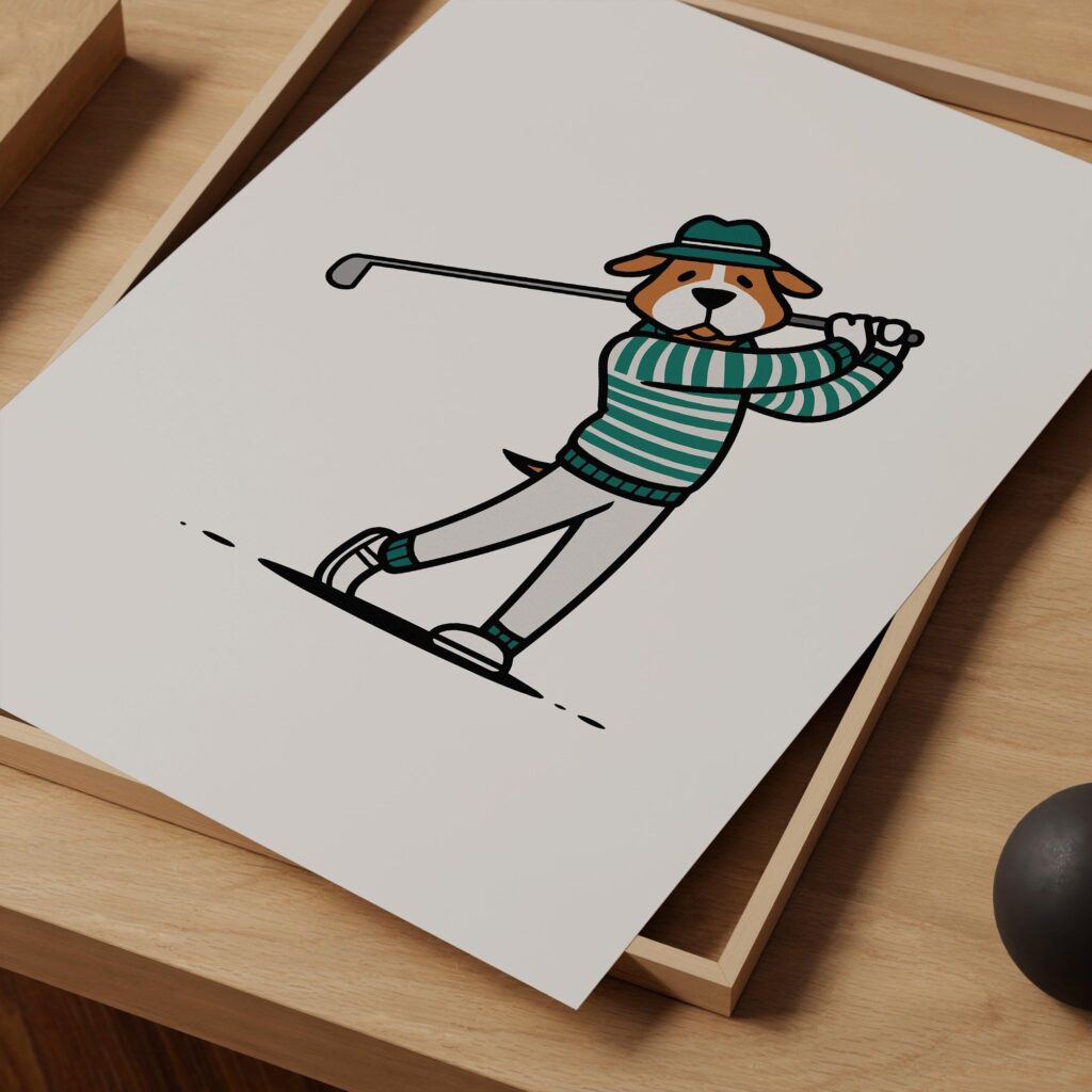 Golf Dog Minimalist Print