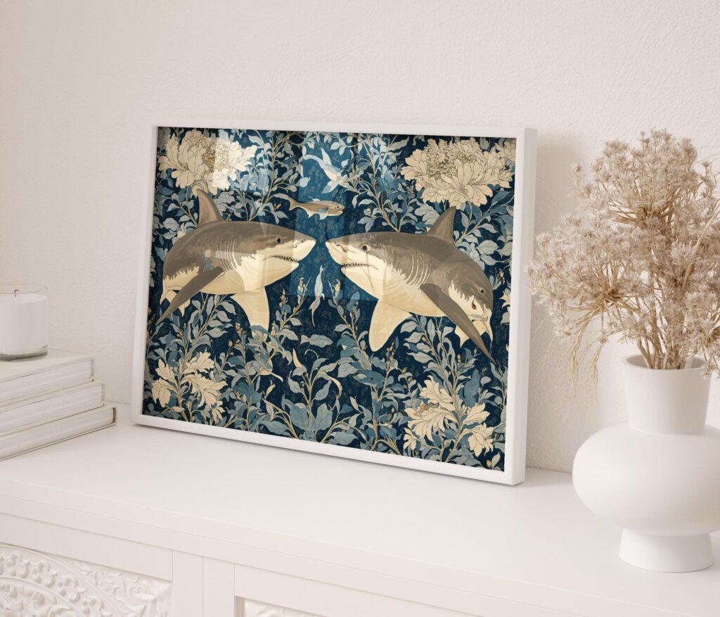 Great White Shark Botanical Print