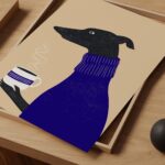 Greyhound Coffee Sighthound Navy Poster