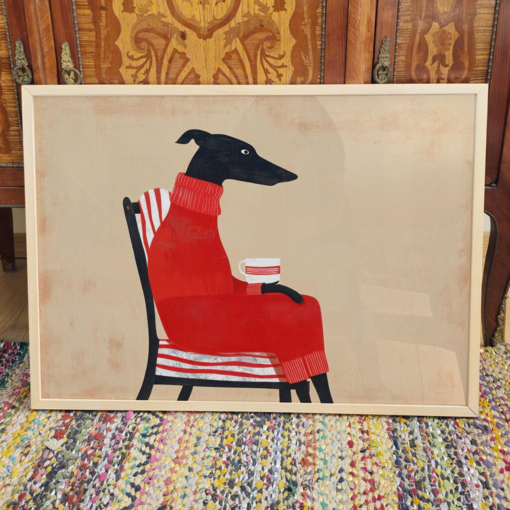 Greyhound Dog in Sweater Print