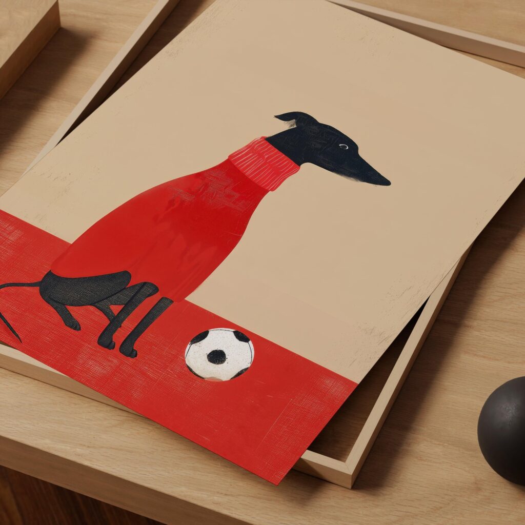 Greyhound Dog Soccer Wall Art