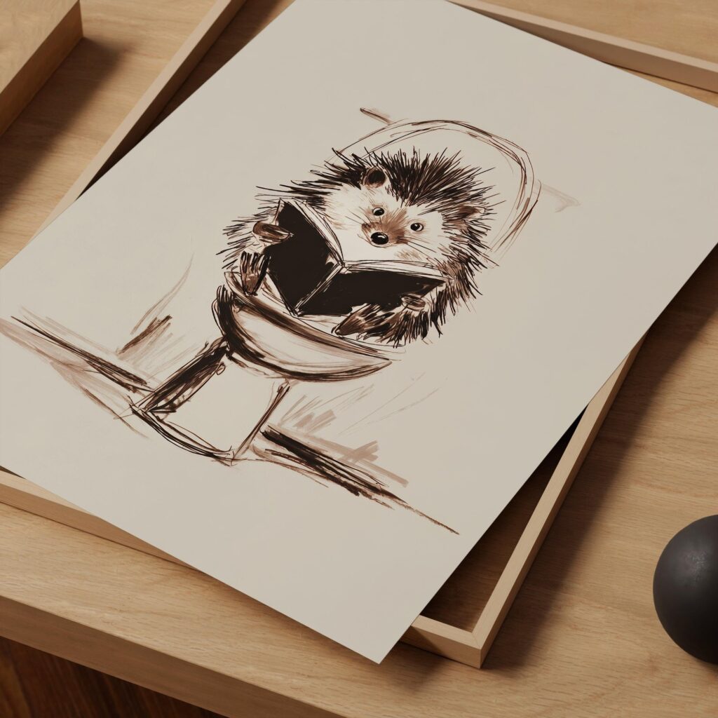 Hedgehog Bathroom Art Print