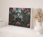 Hedgehog Dark Floral Wall Art Print