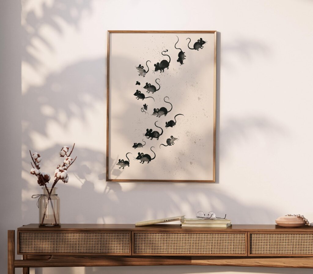 Ink Wash Mice Print