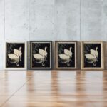 Japanese Swans Print Bird Art Japandi Decor Signed Ohara