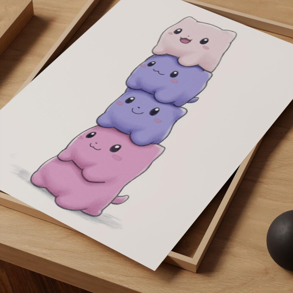 Kawaii Cat Stack Poster