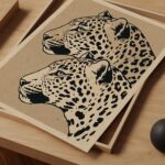 Leopard Duo Beige Black Art Print