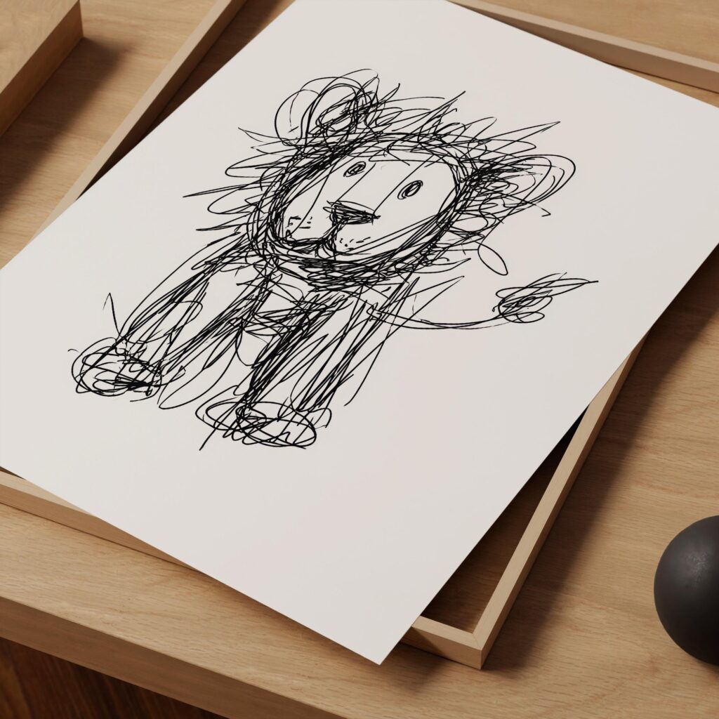 Lion Scribble Sketch Print