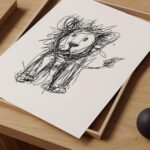 Lion Scribble Sketch Print