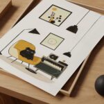 Mid-Century Dog & Music Print