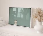 Minimal White Cat Wall Art Print