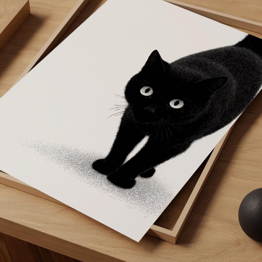 Minimalist Black Cat Art Print
