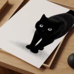 Minimalist Black Cat Art Print