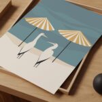 Minimalist Herons Beach Poster