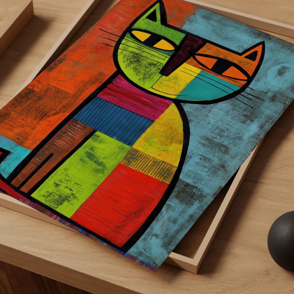 Modern Abstract Cat Art Print