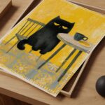 Moody Black Cat Print