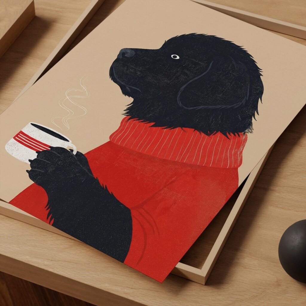 Newfoundland Dog Coffee Art Print