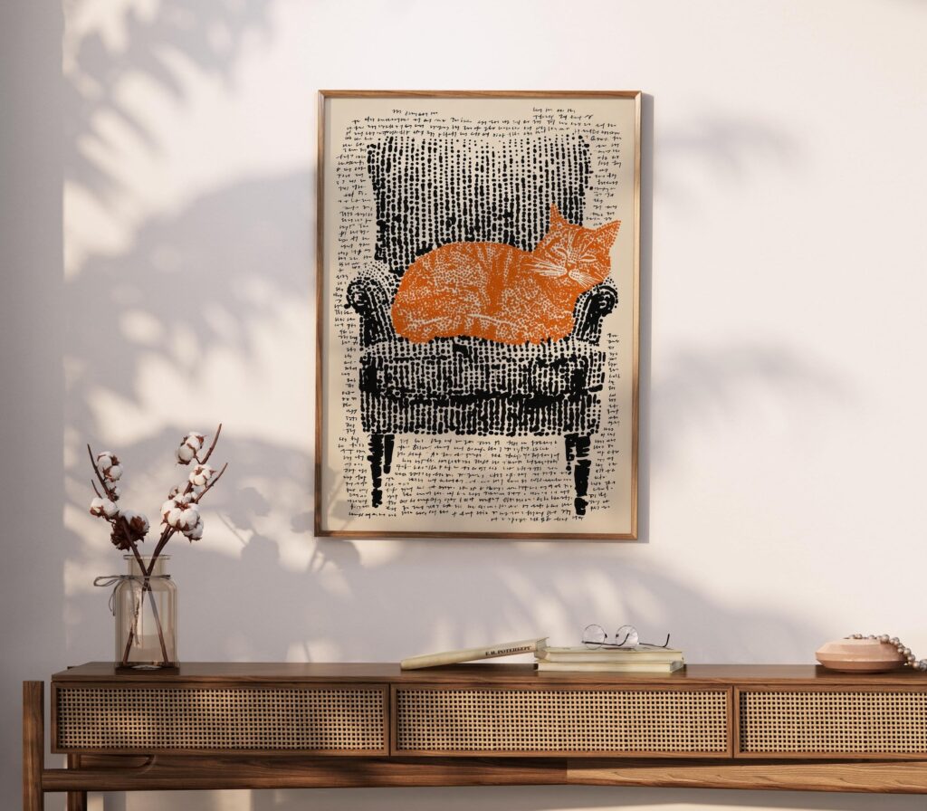 Orange Cat on Chair Print
