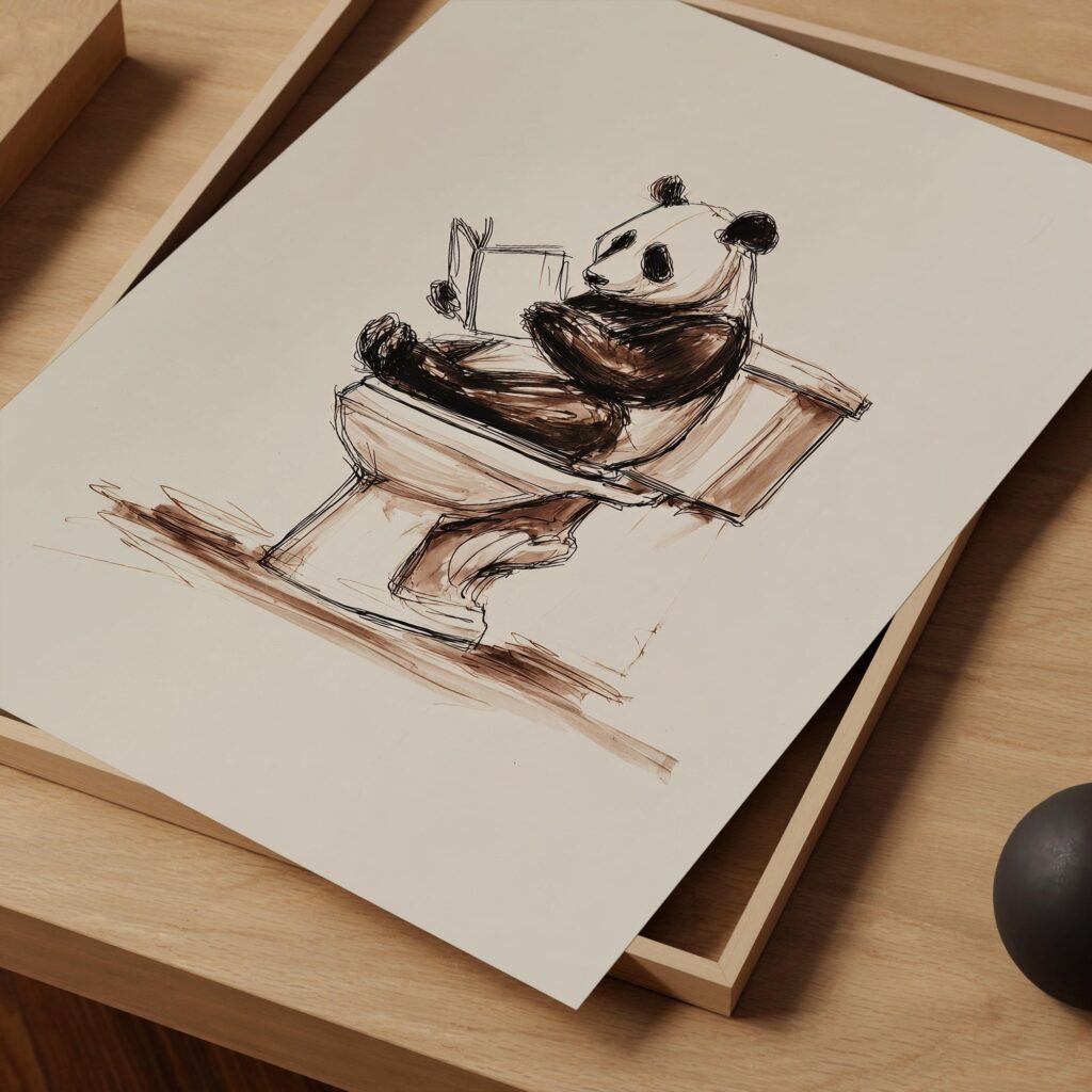 Panda Bathroom Art Print