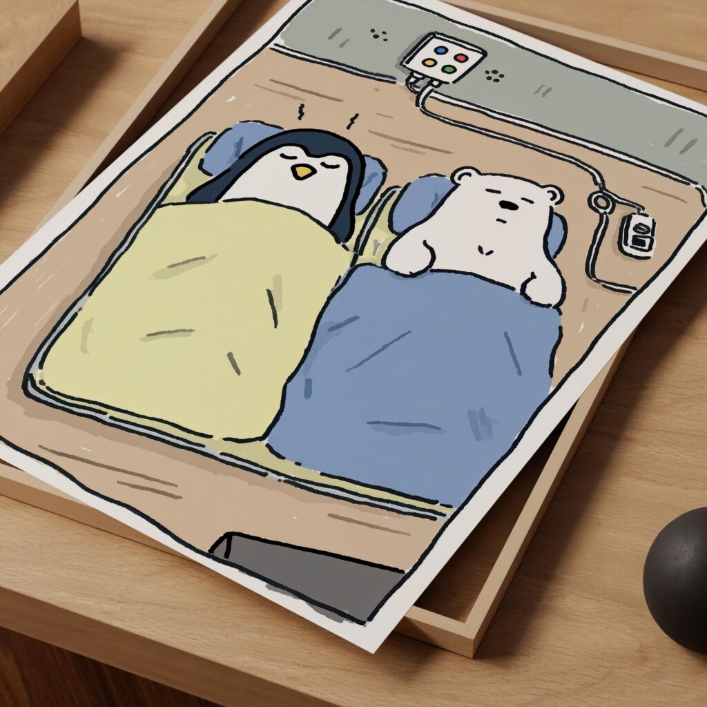 Penguin and Bear Nursery Print
