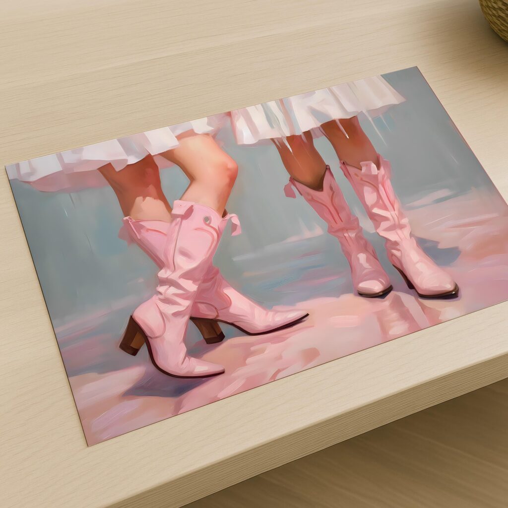 Pink Cowgirl Boots Art Print