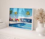 Pink Flamingo Pool art print