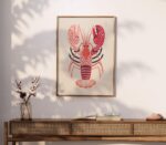 Pink Lobster Folk Art Print