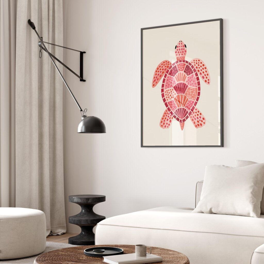 Pink Sea Turtle Print