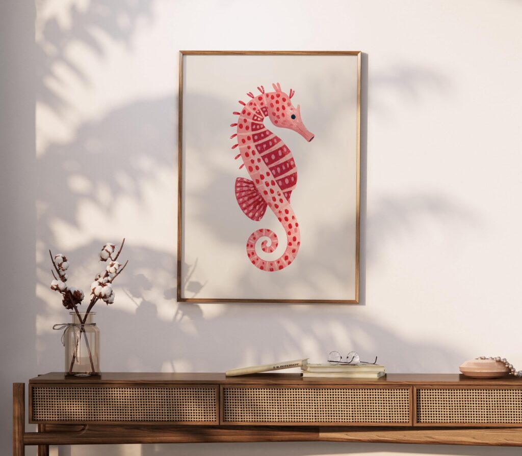 Pink Seahorse Print