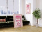Pink Western Matchbox Howdy Yall Retro Art Print Set