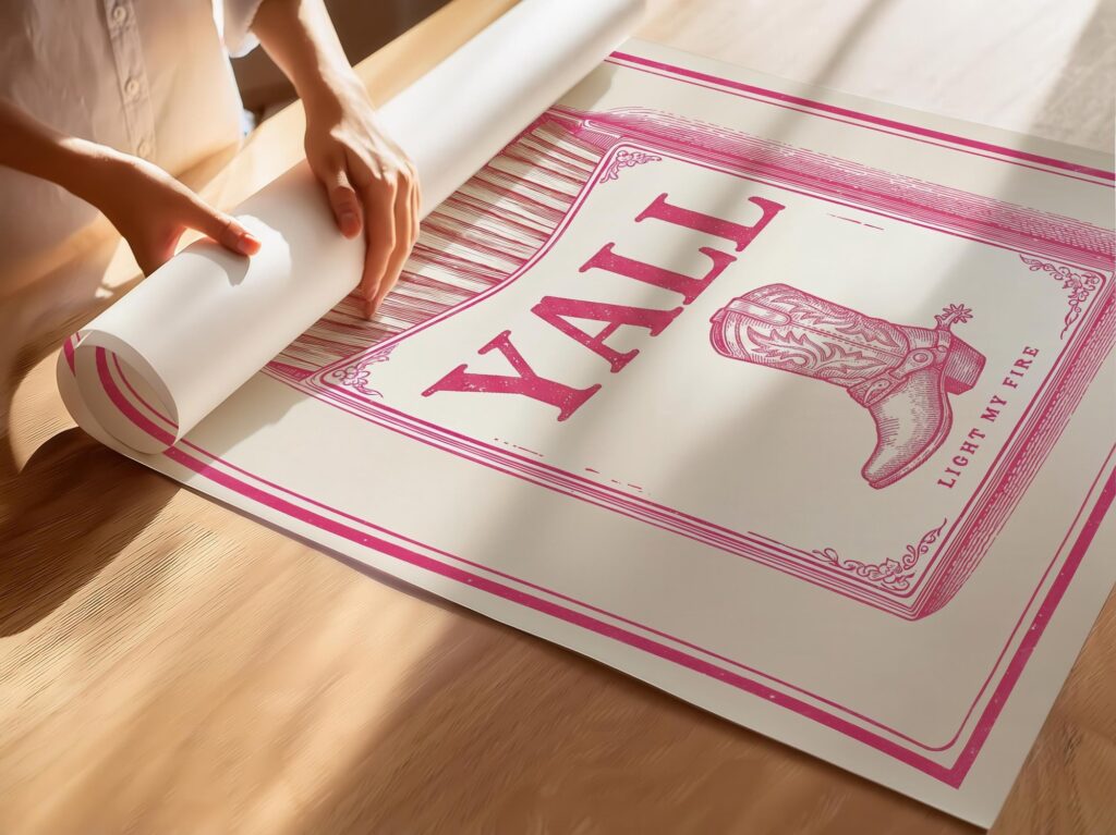 Pink Yall Cowgirl Boot Matchbox Art Print