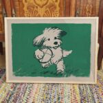 Playful Puppy Holding a Ball Line Art