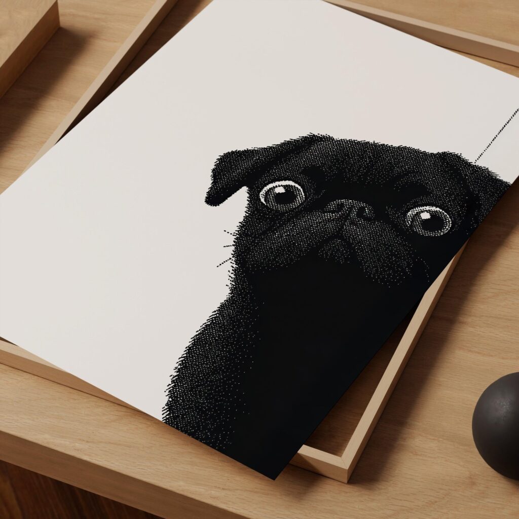 Pointillism Pug Wall Art