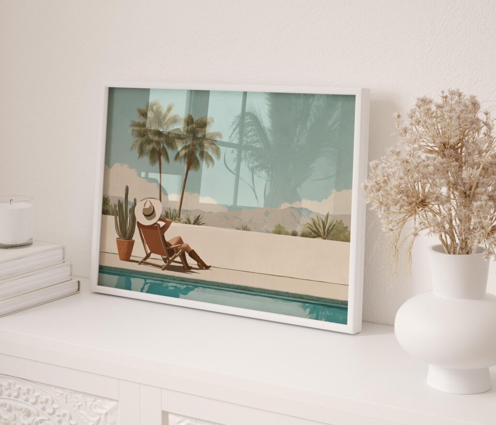 Poolside Cowgirl Art Print
