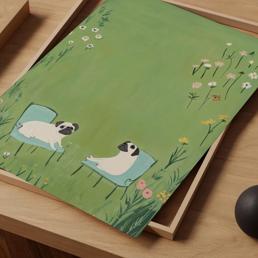 Pug Garden Print