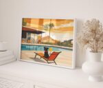 Pug Poolside Art Print
