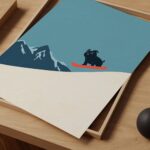 Pug Snowboard Mountain Print