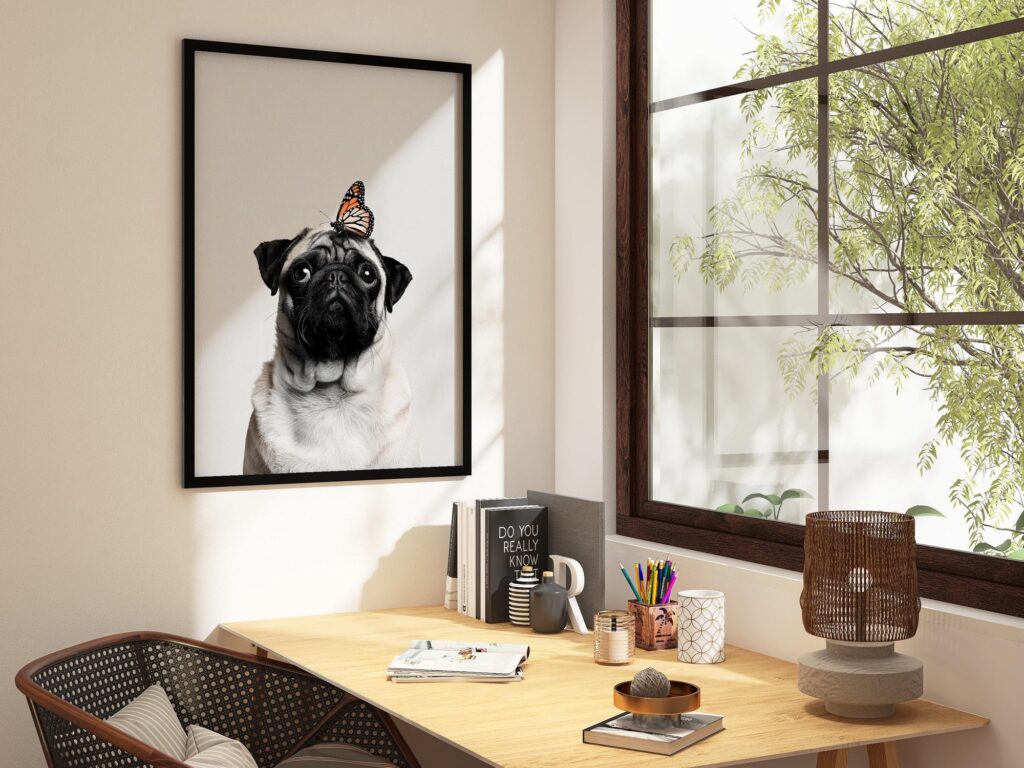Pug with Monarch Print