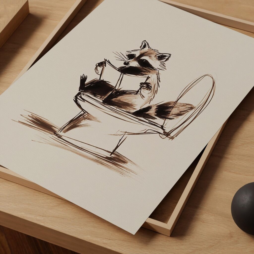 Raccoon Bathroom Art Print