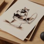 Raccoon Bathroom Art Print