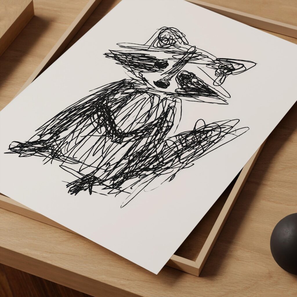 Raccoon Sketch Wall Art