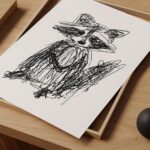 Raccoon Sketch Wall Art