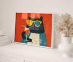 Retro Cat Cocktail Art Print