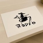 Rodeo Horse Rider Black Ink Wall Art