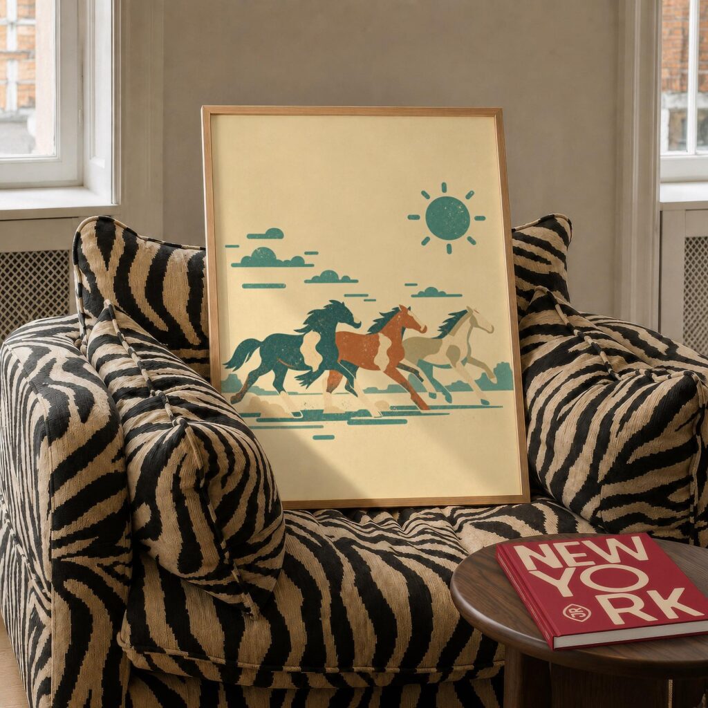 Running Wild Horses and Sun Print